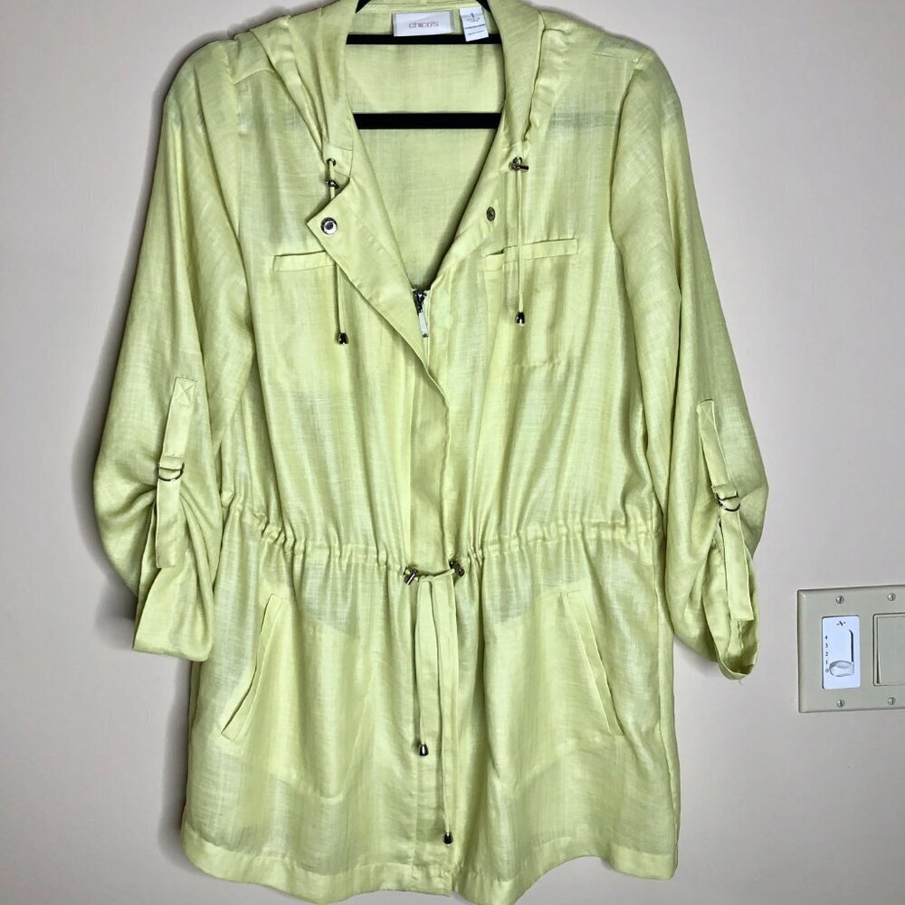 Chico's Hooded Zip-Up Linen-look Jacket, Size 1 (Size M, 8) - Picture 2 of 12